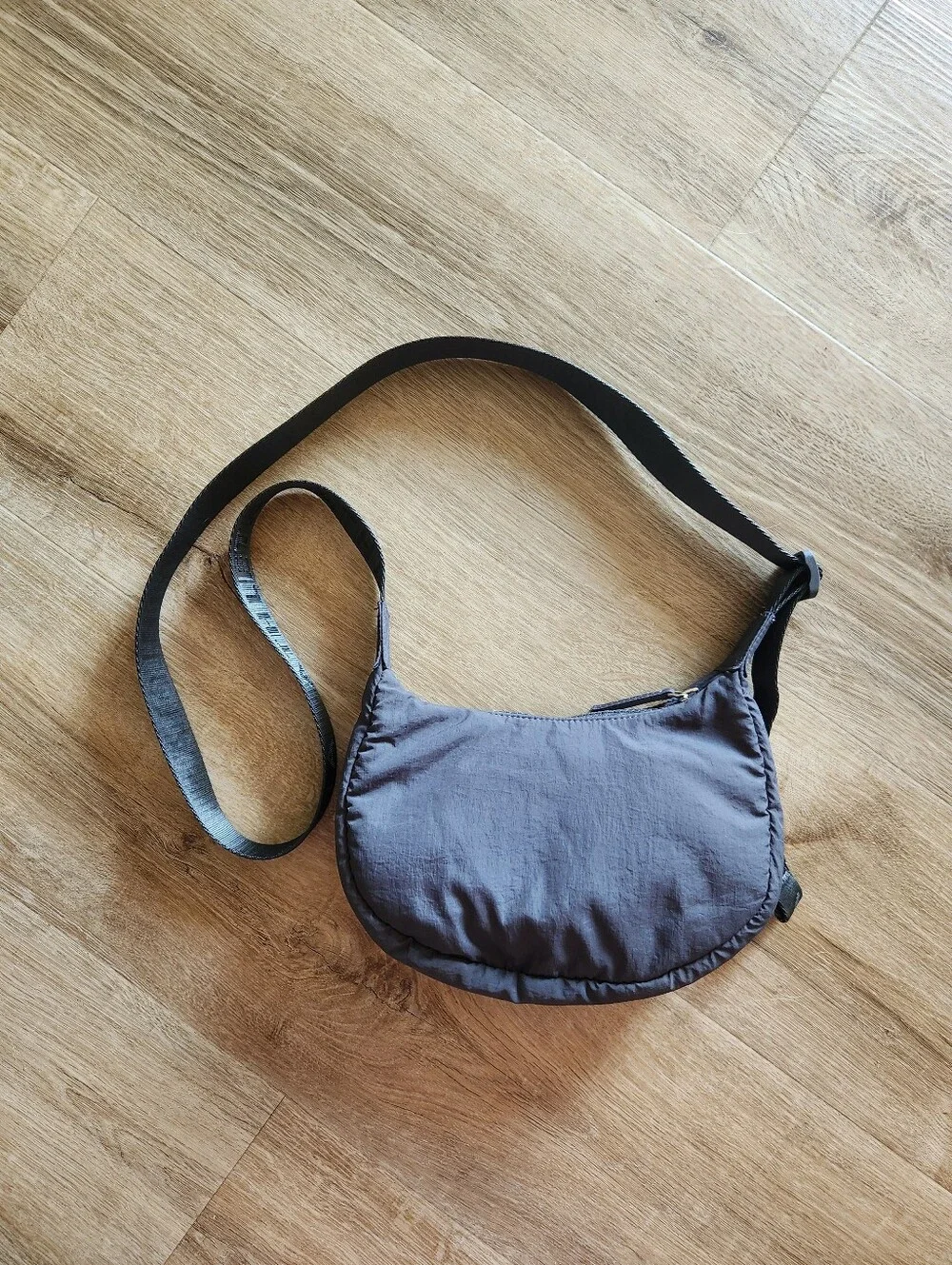 Athleta Gray Mini Crescent Nylon Crossbody Purse